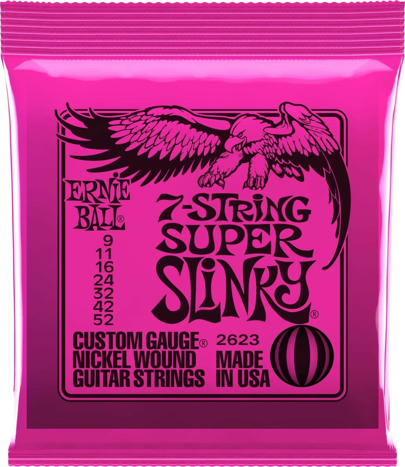 **3 PACKS ERNIE BALL 2623 7-STRING ELECTRIC GUITAR STRINGS 9-52 (3 FULL SETS)**