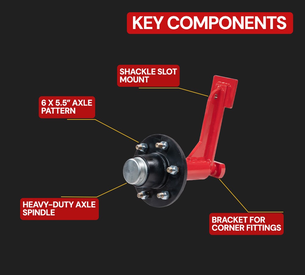 2PK 6-Lug Shipping Container Wheel Kit 8,000 lb for 20–40 ft Containers w/ Strap