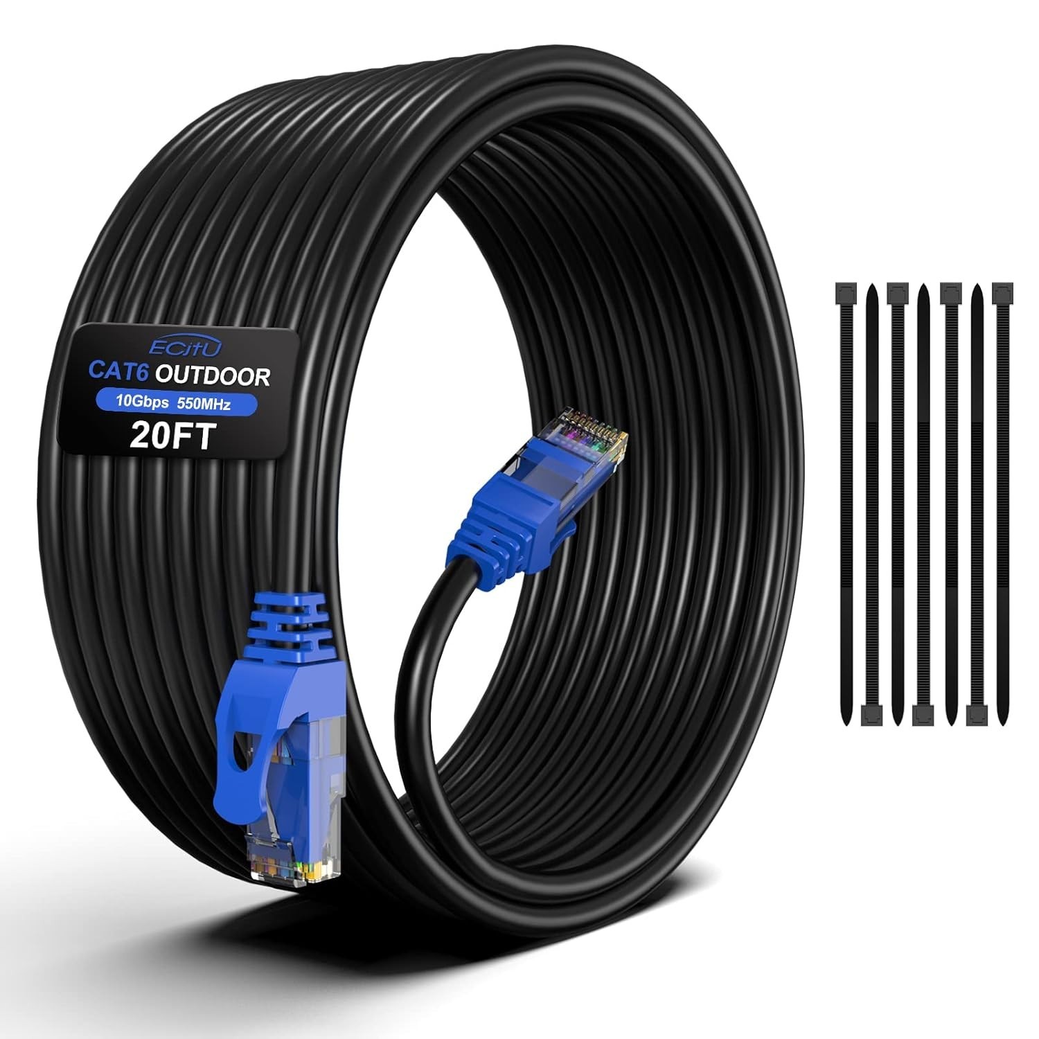 150FT Cat6 Outdoor Ethernet Cable, In-Ground, Heavy Duty Direct Burial, 24AWG...
