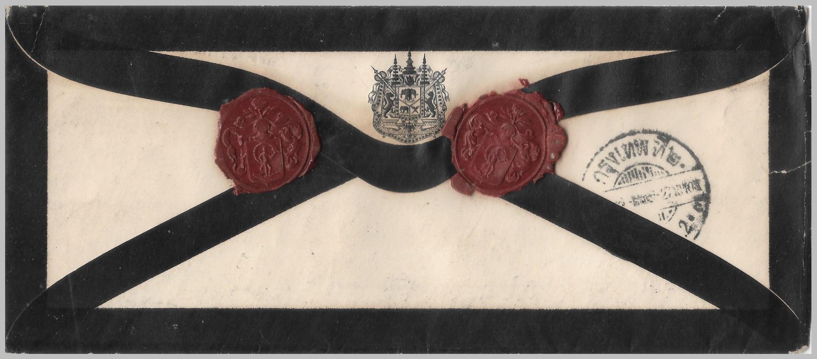 THAILAND SIAM 1910 - Official cover from the Palace mourning the death of RAMA V