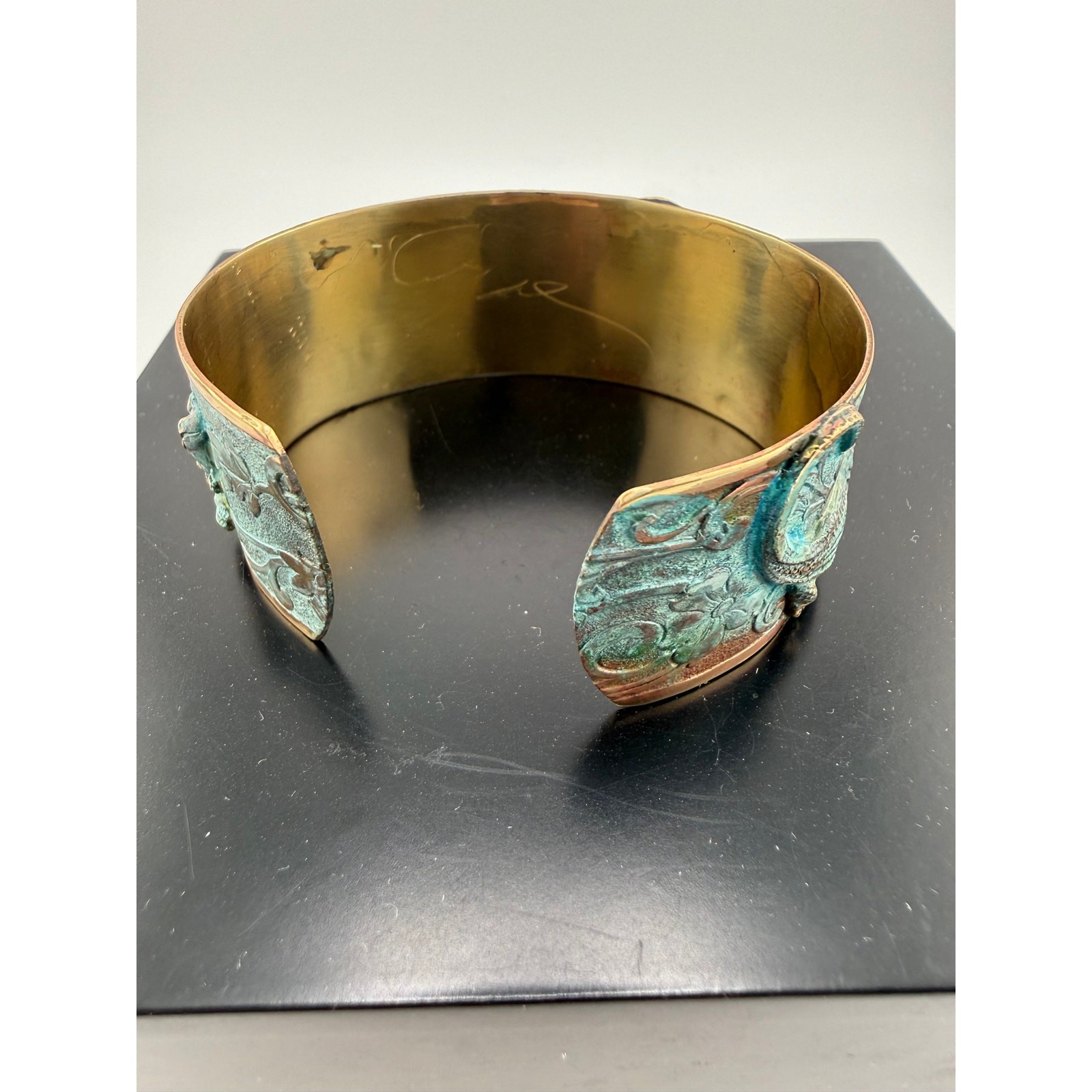 Elaine Coyne Verdigris Patina Brass Alligator Cuff Bracelet