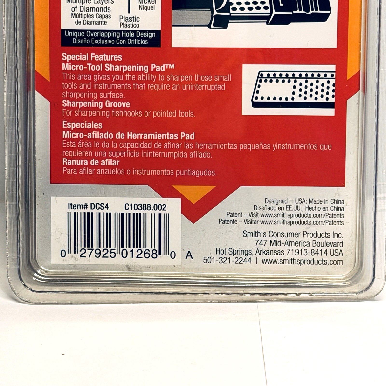 Smith's DCS4 Diamond Combination Sharpener 4" Coarse Fine Grits Hook Sharpener