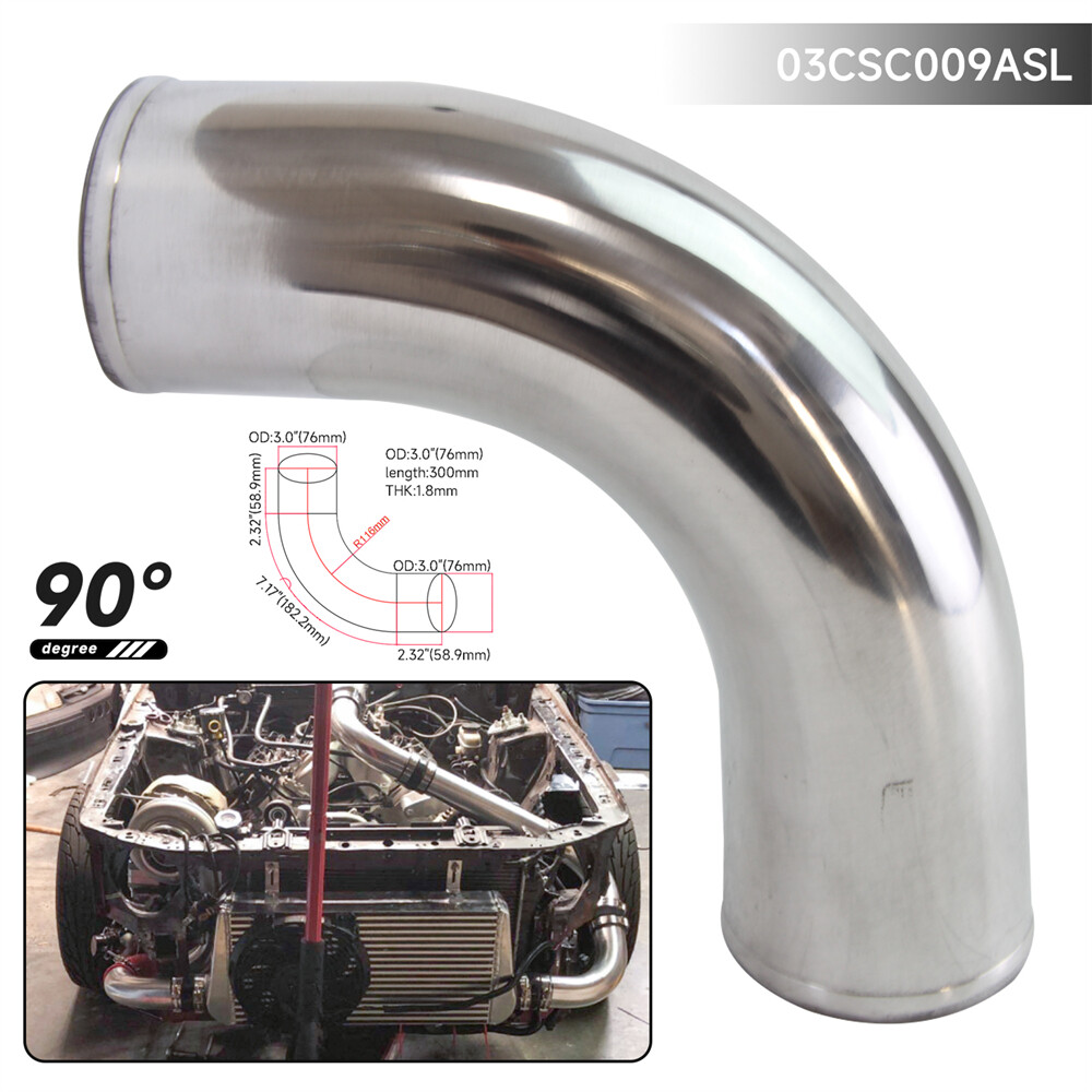 76mm 3" Inch 90 Degree Elbow Aluminum Turbo Intercooler Pipe Piping Tubing SL