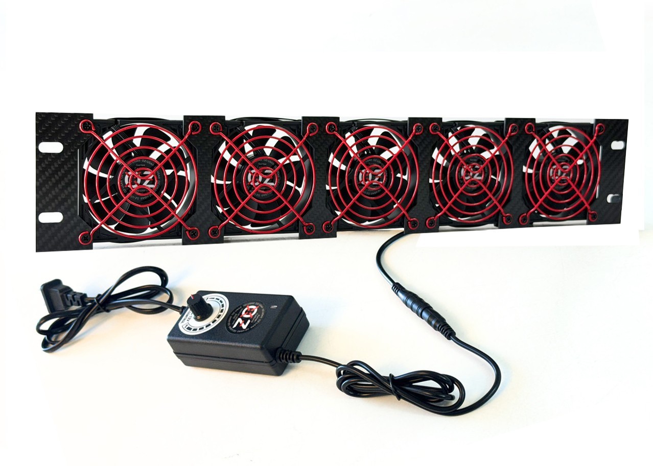 2U Rackmount Cooling Intake Fan Panel Red Grille Quiet High-Airflow 19" Server