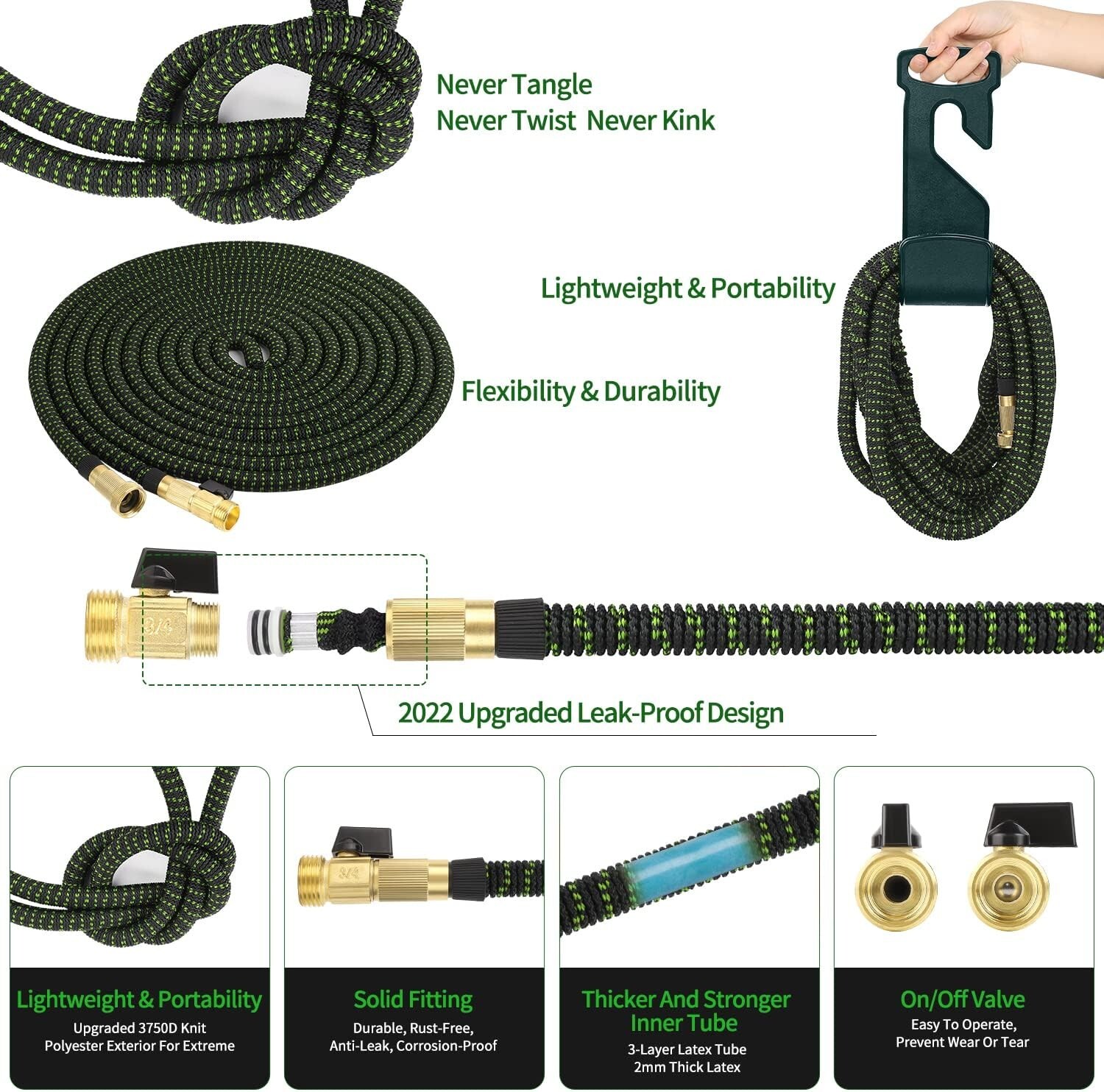 Expanding Expandable Flexible Garden Water Hose w Spray Nozzle 100ft