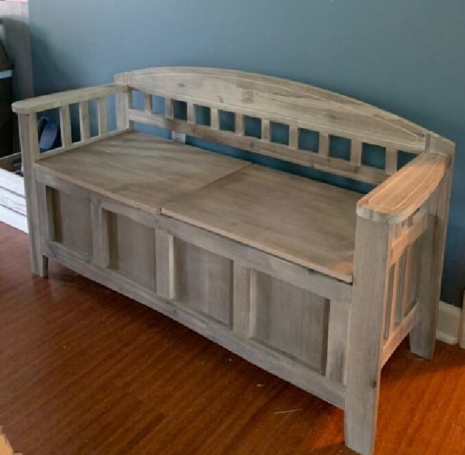 Rustic Wood Storage Bench Farmhouse Entryway Mudroom Hallway Split Top Seat