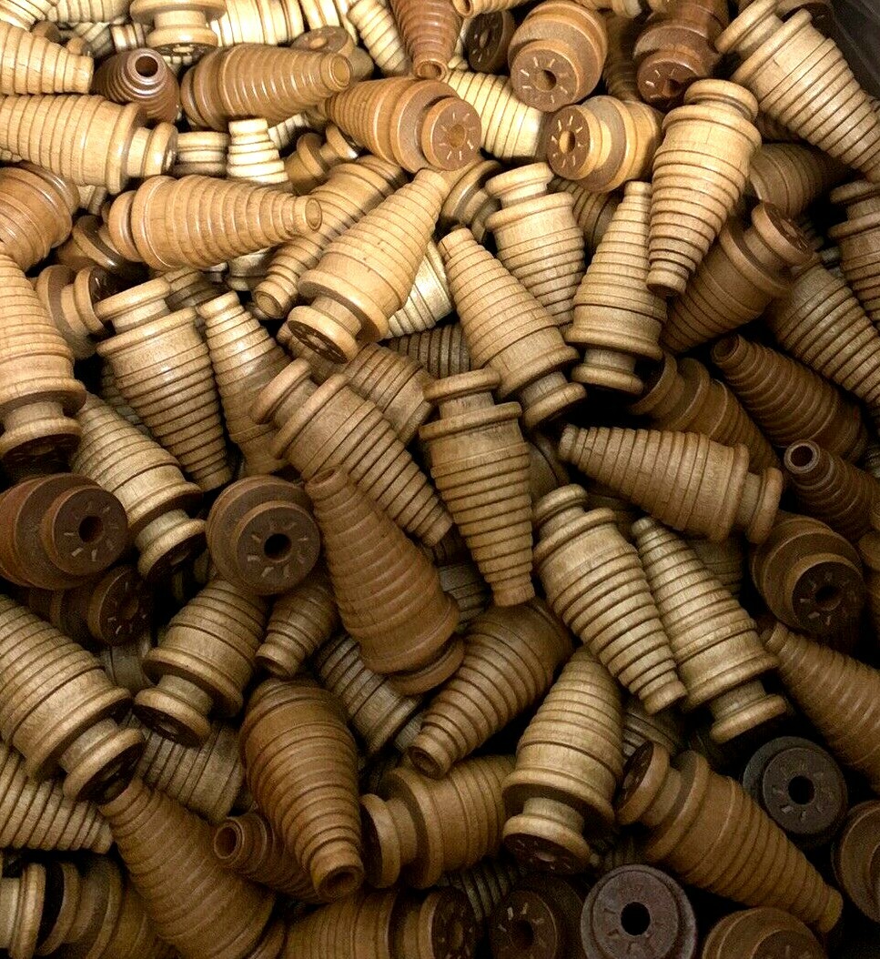 Spools Small Industrial Quills Textile Bobbin Vintage Wood NOS lot-6: