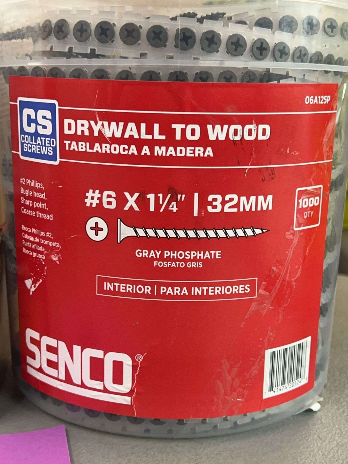 SENCO #6 1-1/4 In. Phillips Bugle-Head Collated Drywall Screw (1000-Pack)