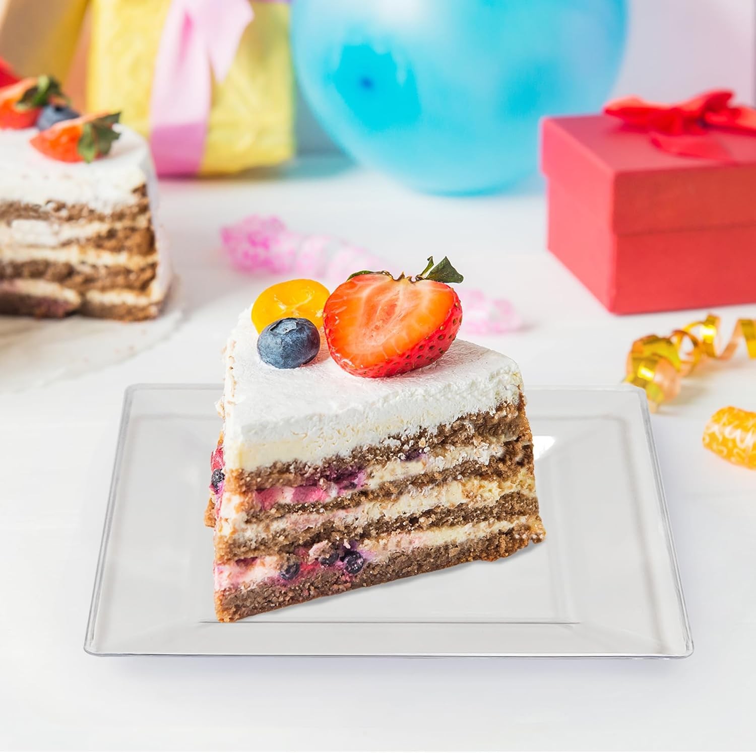 50PCS Hard Plastic Appetizer Plates - Clear Disposable Square for All Occasions