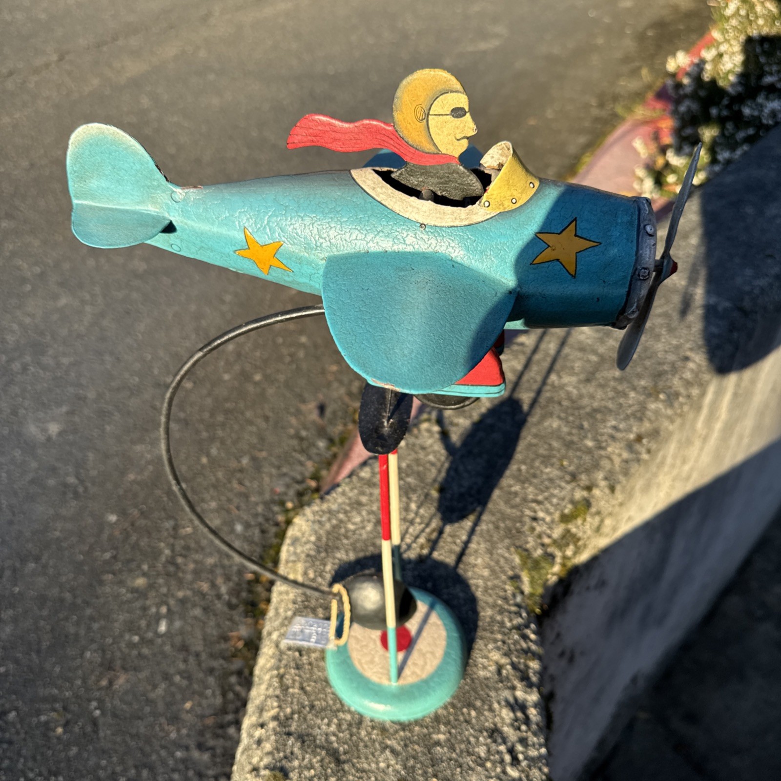 Flying Ace Sky Hook 18" Airplane Metal Plane Balance Folk Art Teeter Totter Toy