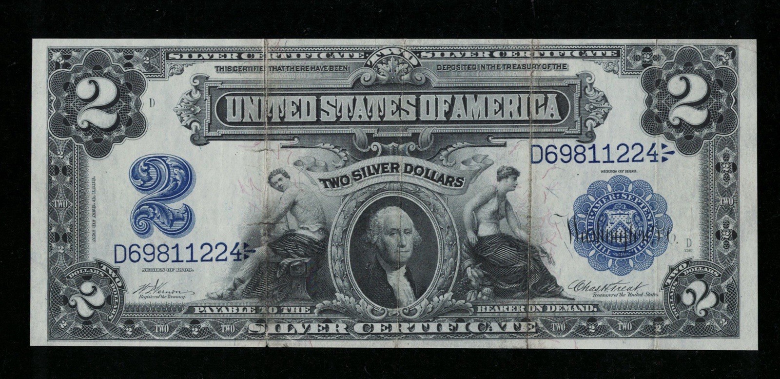 SC 1899 $2 Silver Certificate Fr.251 Mini Porthole (224)