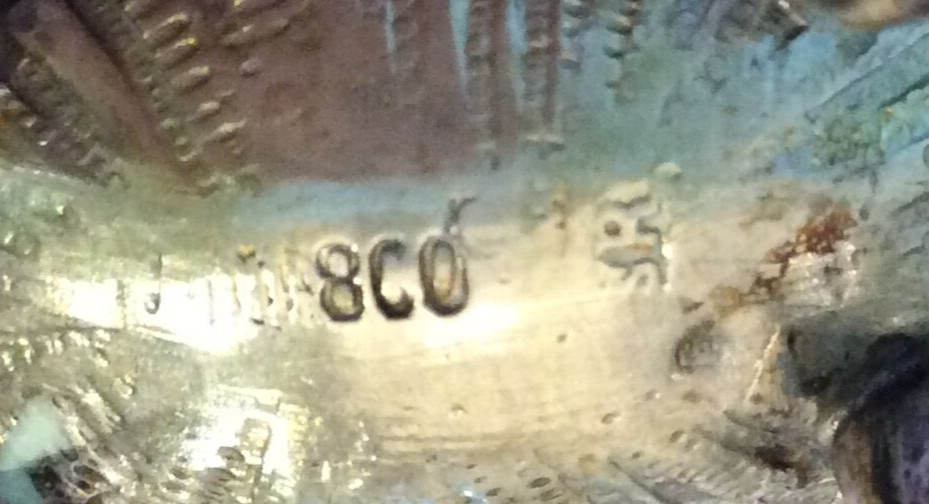 Repousse Open Salt Goldwash Dish 800 Silver (Sterling=925) Simon Rosenau 23.5g