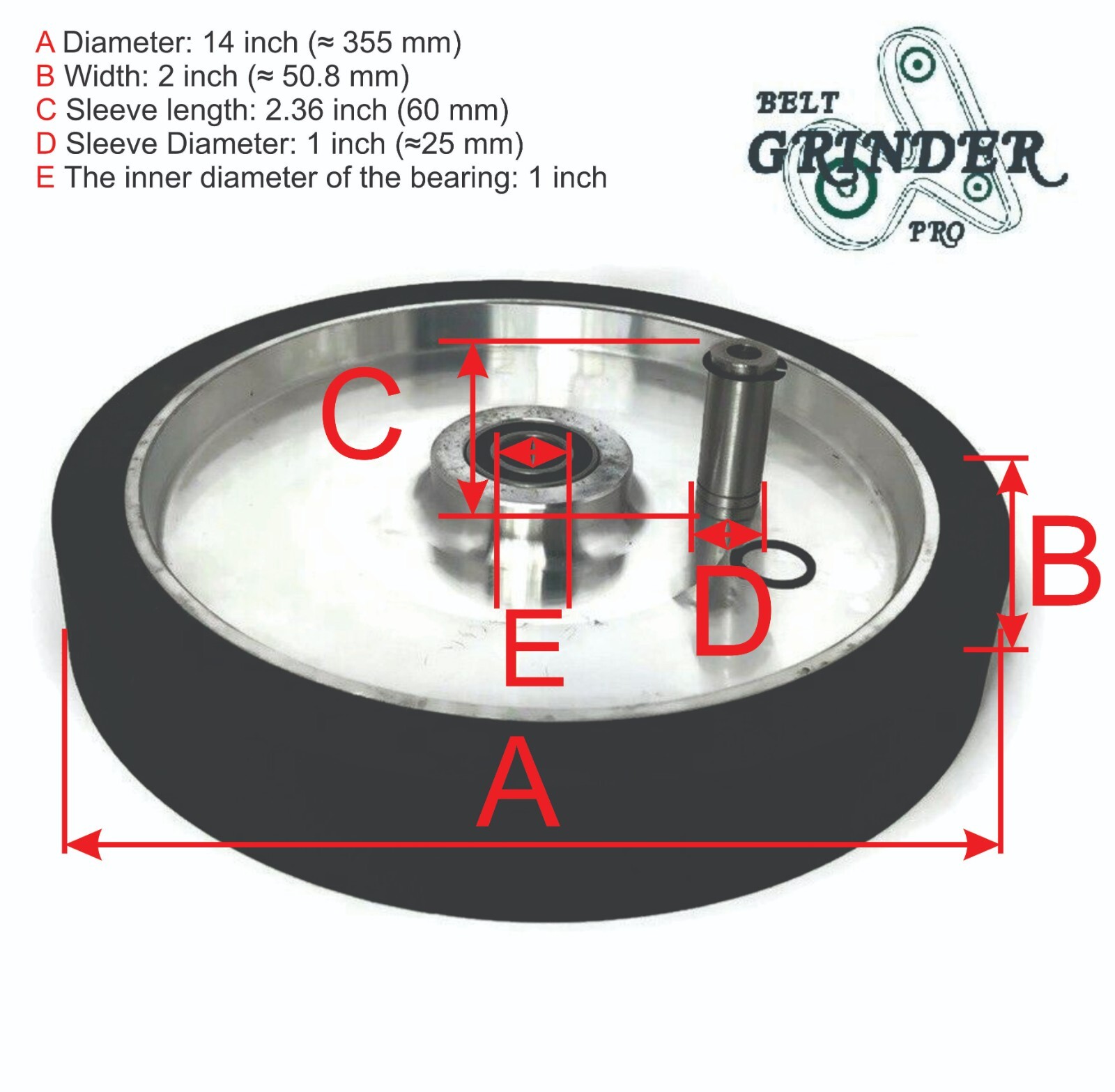 10" Smooth Black Rubber Contact Wheel Dynamic Balance For Belt Grinder