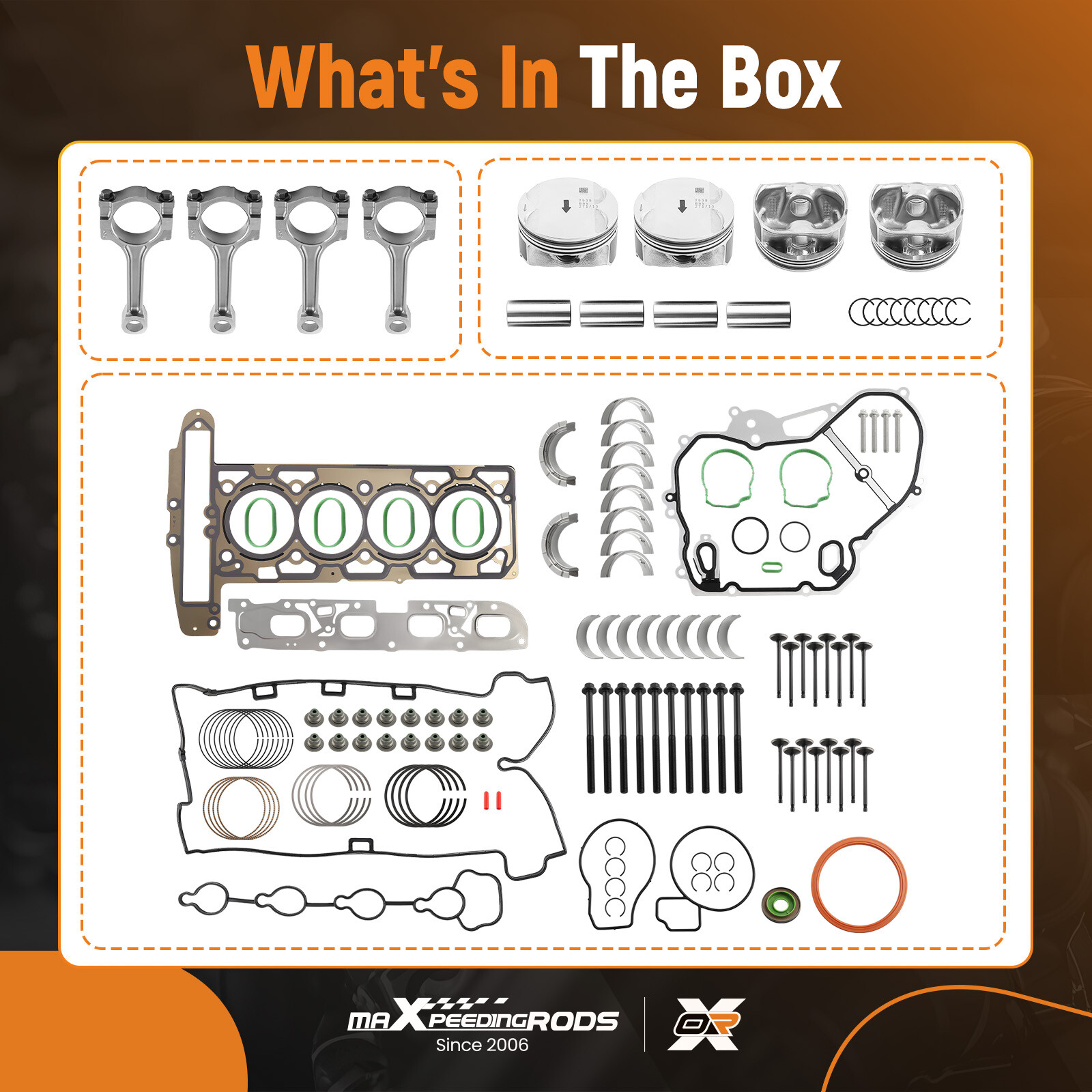 Engine Rebuild Overhaul Connecting Rod, Pistons Kit For Chevrolet Equinox 2.4L