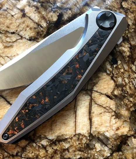 Black Marbled Carbon Fiber Copper Powder Resin Knife Handle Blank Scale 1 Piece
