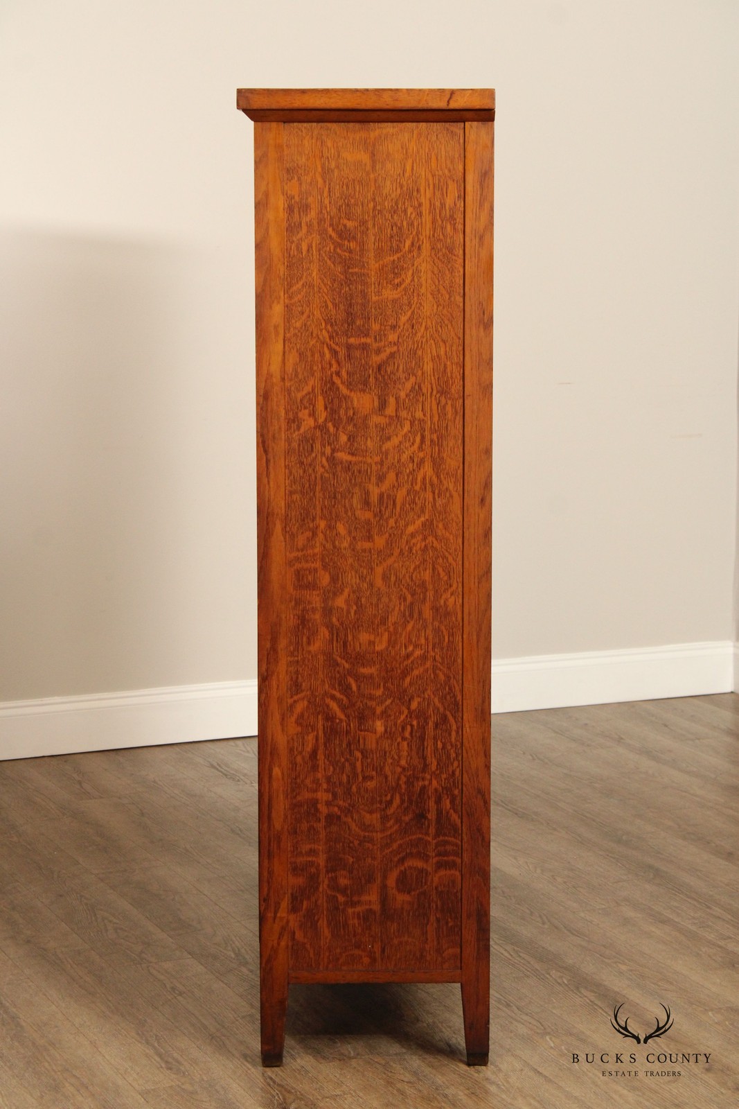 Antique Mission Oak Sliding Glass Door Bookcase