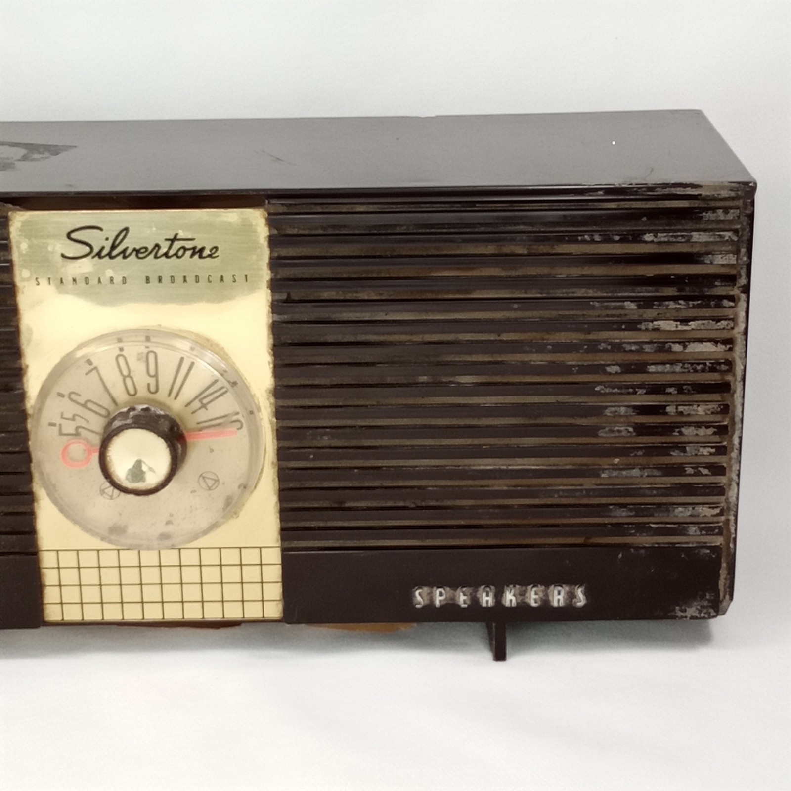 MCM Tube Radio Silvertone 9004 Brown With Twin Speakers Made In USA 1959