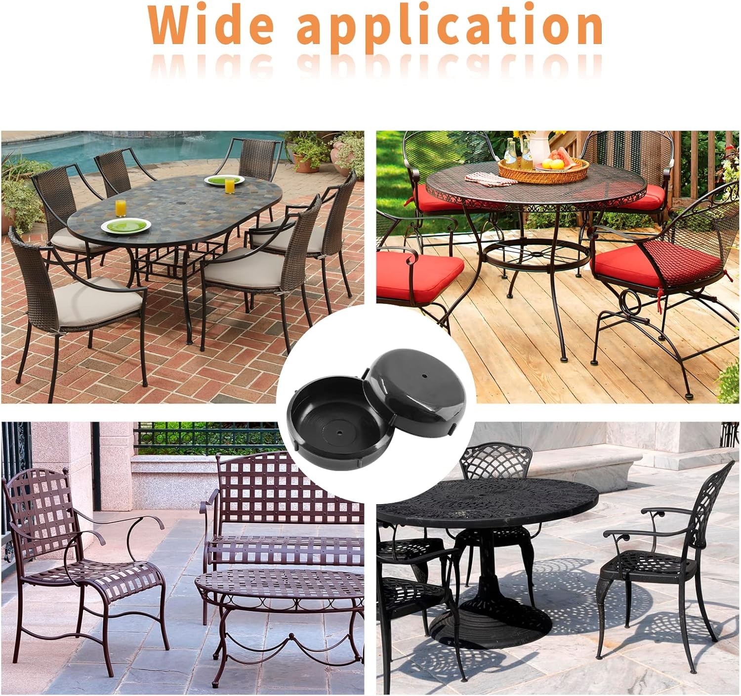 40 Pcs 1-1/2" Wrought Iron Patio Furniture Feet Caps Outdoor Patio Chair Glides
