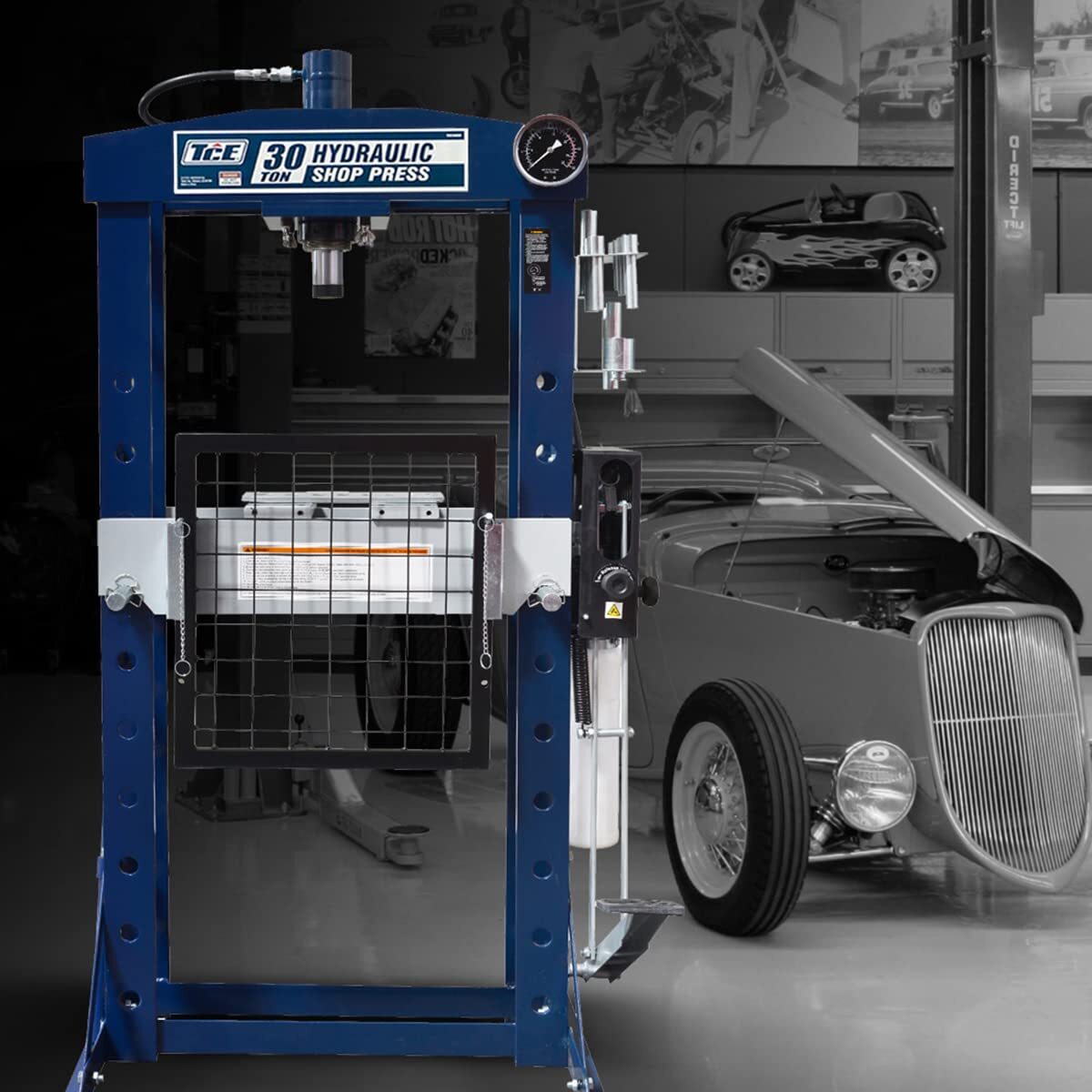 TCE 30Ton Speedy Dual Funciton Quick Pump Manual Shop Press with Hand,Foot Pedal