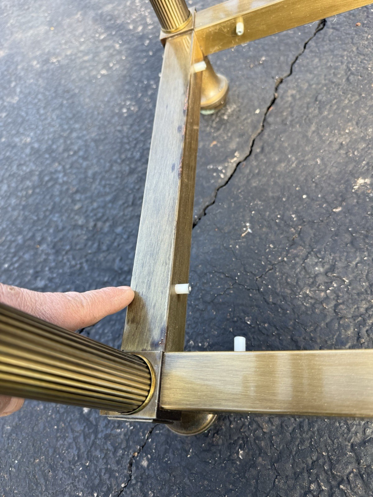 VINTAGE JANSEN STYLE ETAGERES WITH REEDED BRASS AND GLASS