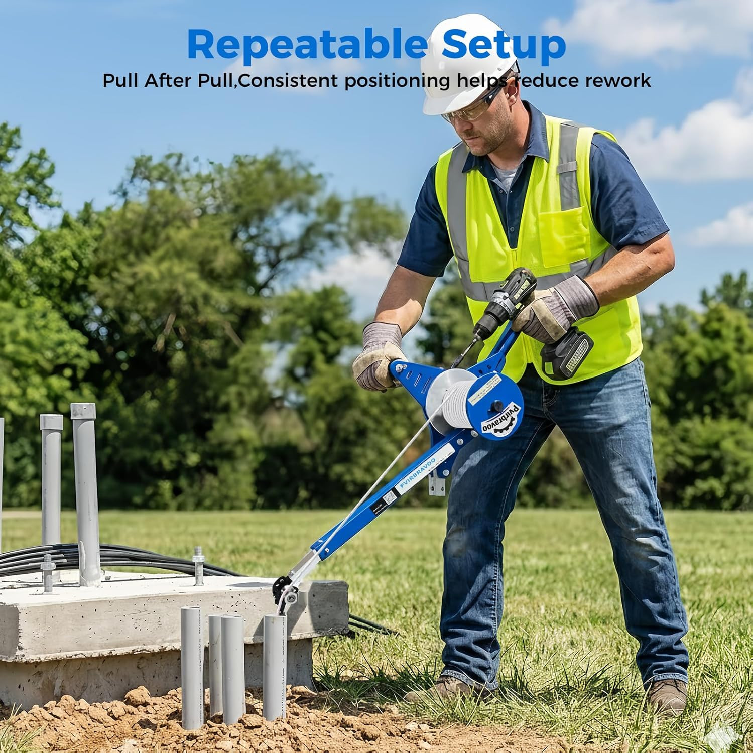 Handheld Cable Puller Drill-Powered Wire Tugger with 1000lb Pulling Force