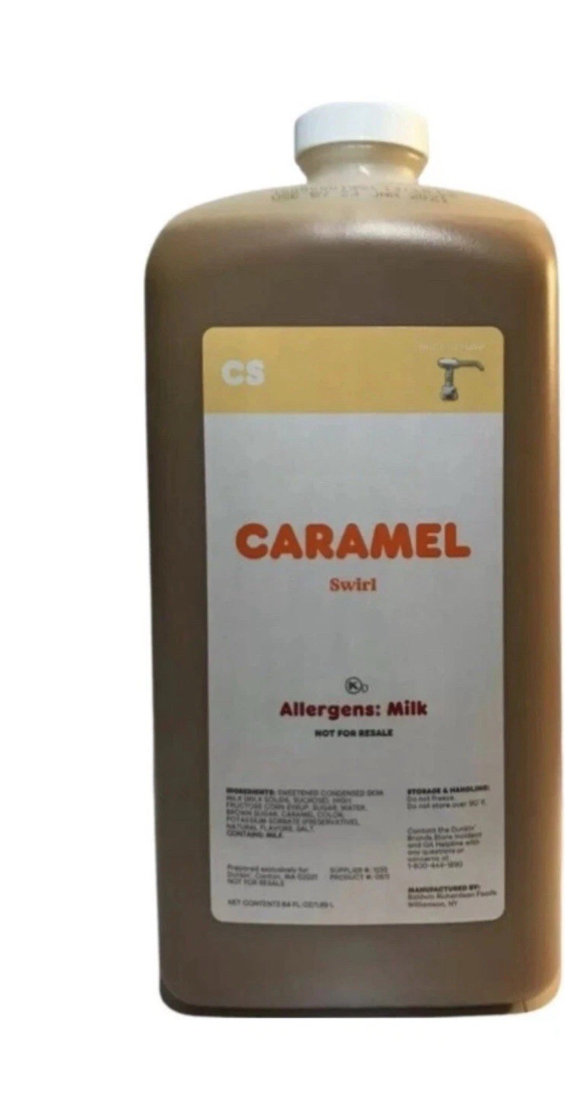 Dunkin Donuts Carmel Swirl Syrup Dunkin’ With New Pump 64 Oz Jug Bottle