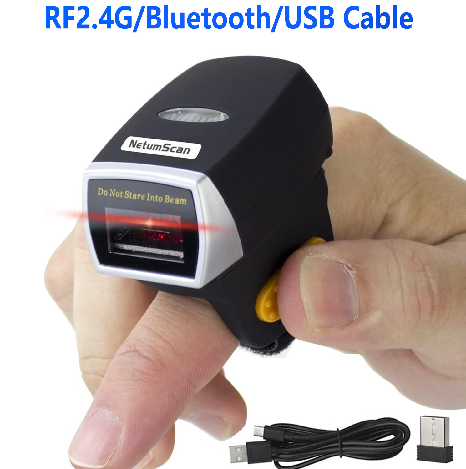 Wireless USB Finger Ring Barcode Scanner Bluetooth Reader for Android iOS Book