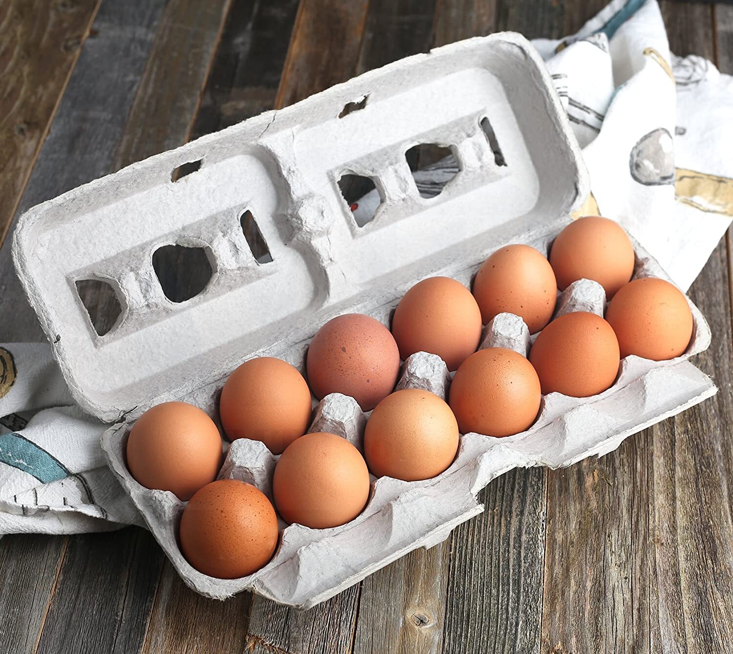 MT Products Printed Pulp XL Paper Egg Cartons Hold Eggs 12 Count - Pack of 10