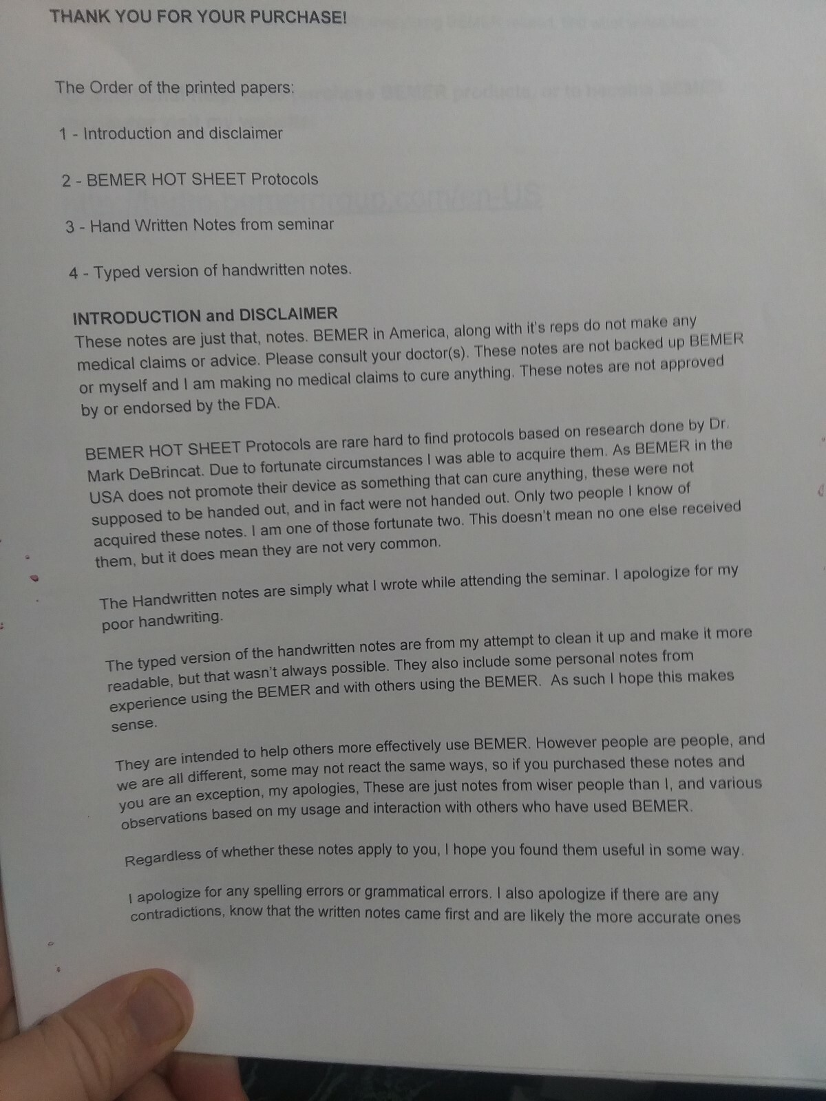 RARE BRAND NEW- PRO BEMER SET PROTOCOLS AND NOTES NOTEBOOK FROM SPECIAL SEMINARY