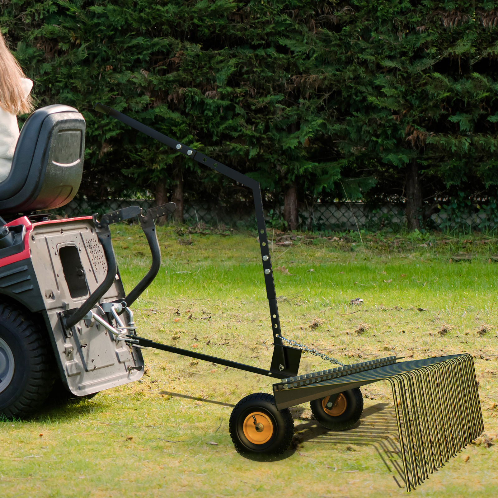 60" ATV UTV & Lawn Tractor Tow Behind Steel Landscape Rake Corrosion Resistant