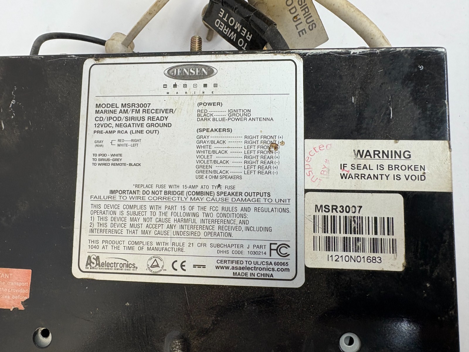 Harley Jensen Marine MSR3007 radio stereo CD player