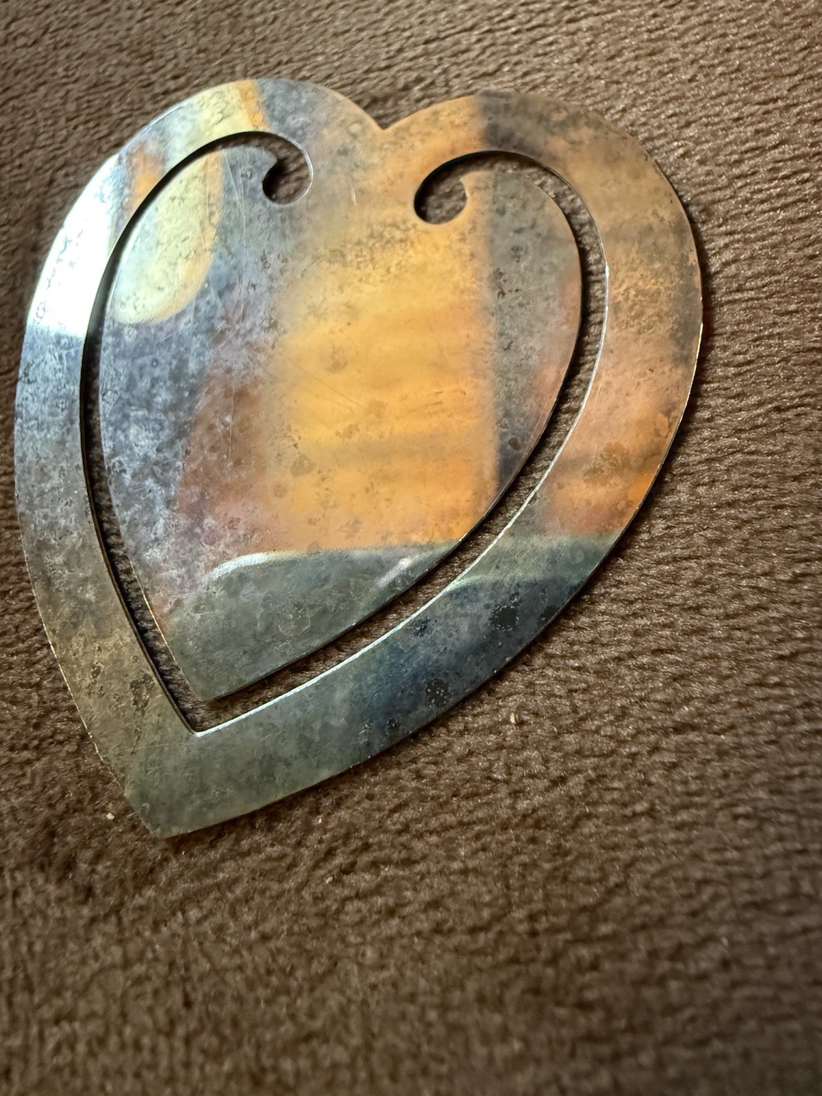 Vintage Reed & Barton Silver plated metal Heart shaped Bookmark