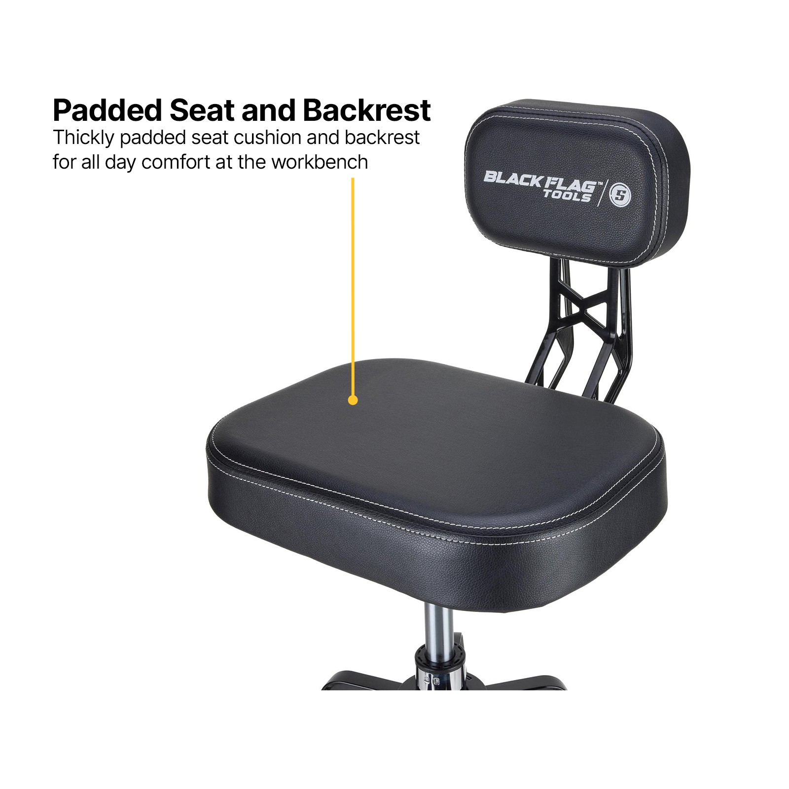 Black Flag™ Adjustable Height High Back Rolling Shop Chair