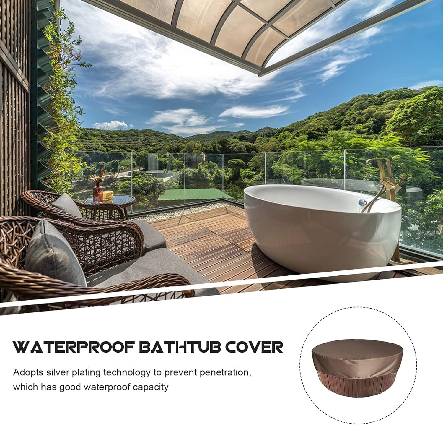 Round Hot Tub Cover Pool Water- Solar Spa Thermal Coffee