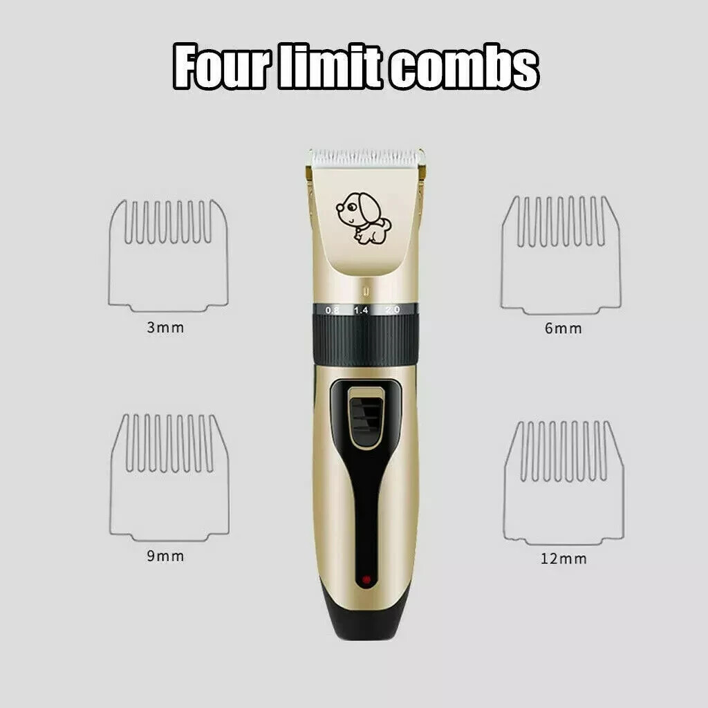 Dog Cat Pet Grooming Kit Rechargeable Cordless Electric Hair Clipper Trimmer Set