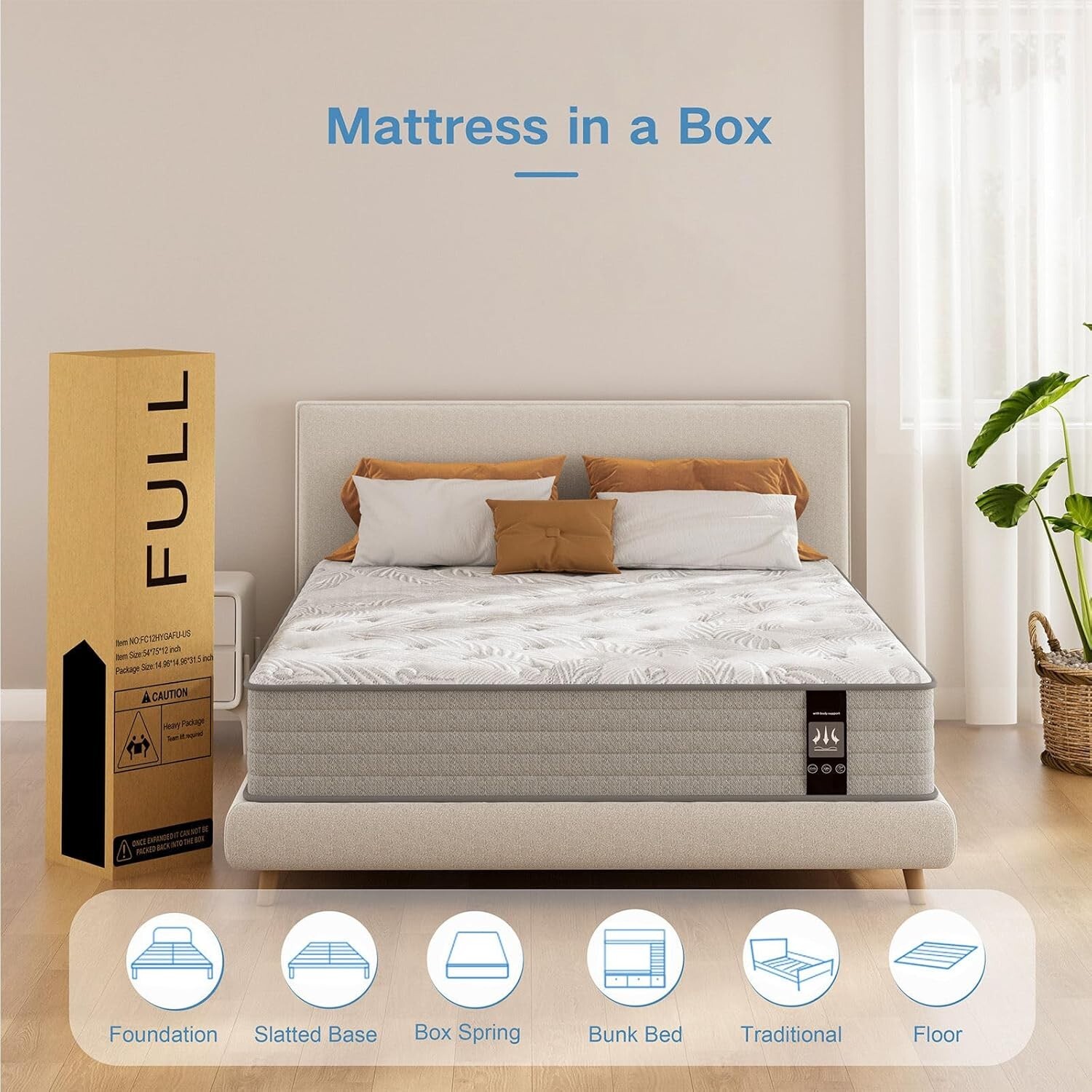 6/8/10/12/14 Inch Twin Full Queen King Gel Memory Foam Spring Mattress In A Box