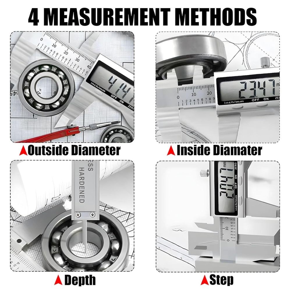 6" 150mm Digital Caliper Electronic Micrometer LCD Measuring Tool with Fraction