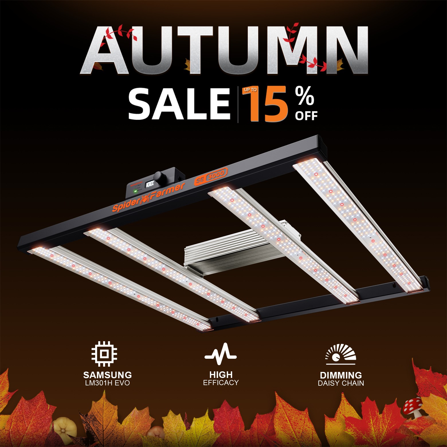 Spider Farmer SE3000 LED Grow Light Bar Samsung Full Spectrum Indoor Plant