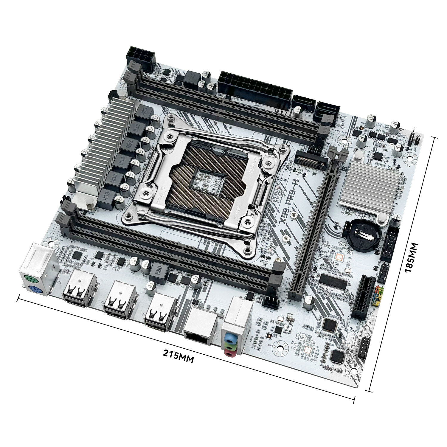 X99 White Motherboard LGA 2011-3 Socket DDR4 RAM SATA/NVME M.2 USB 2.0 SATA 2.0
