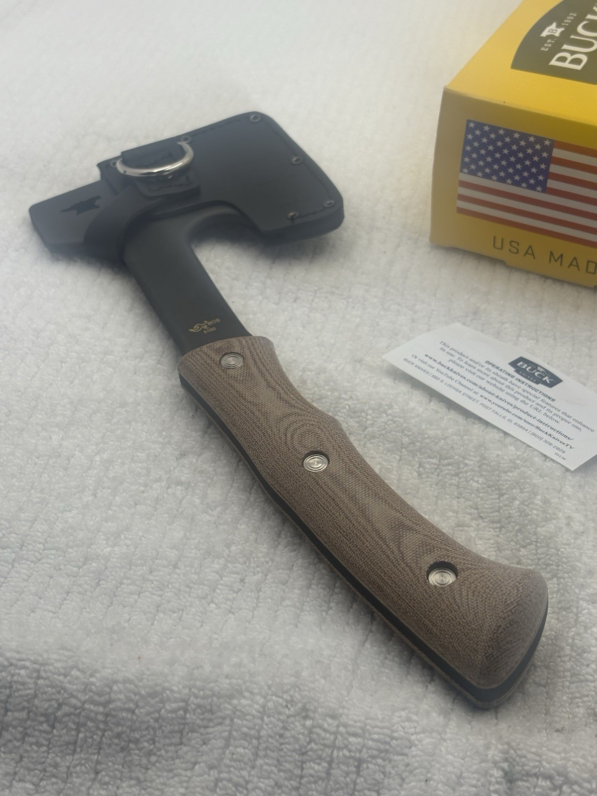 Buck 0106BRS1-B Compadre Axe With Leather Sheath NIB Made In USA Discontinued