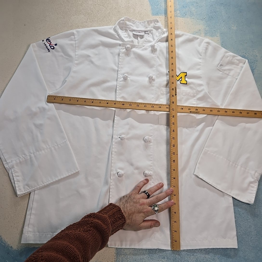 Chef Works White Double Breasted Chef Coat Mens L University of Michigan Sodexo