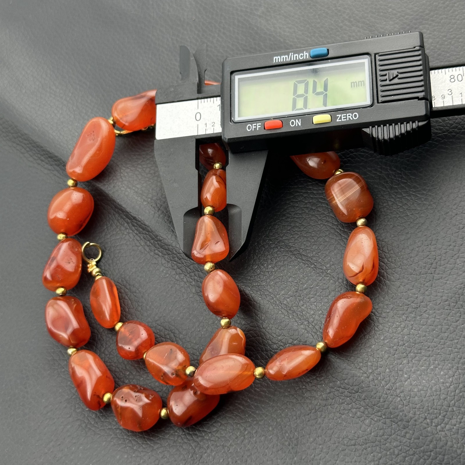 Vintage Himalayan Tibetan Carnelian Agate Tumbled Shape Necklace