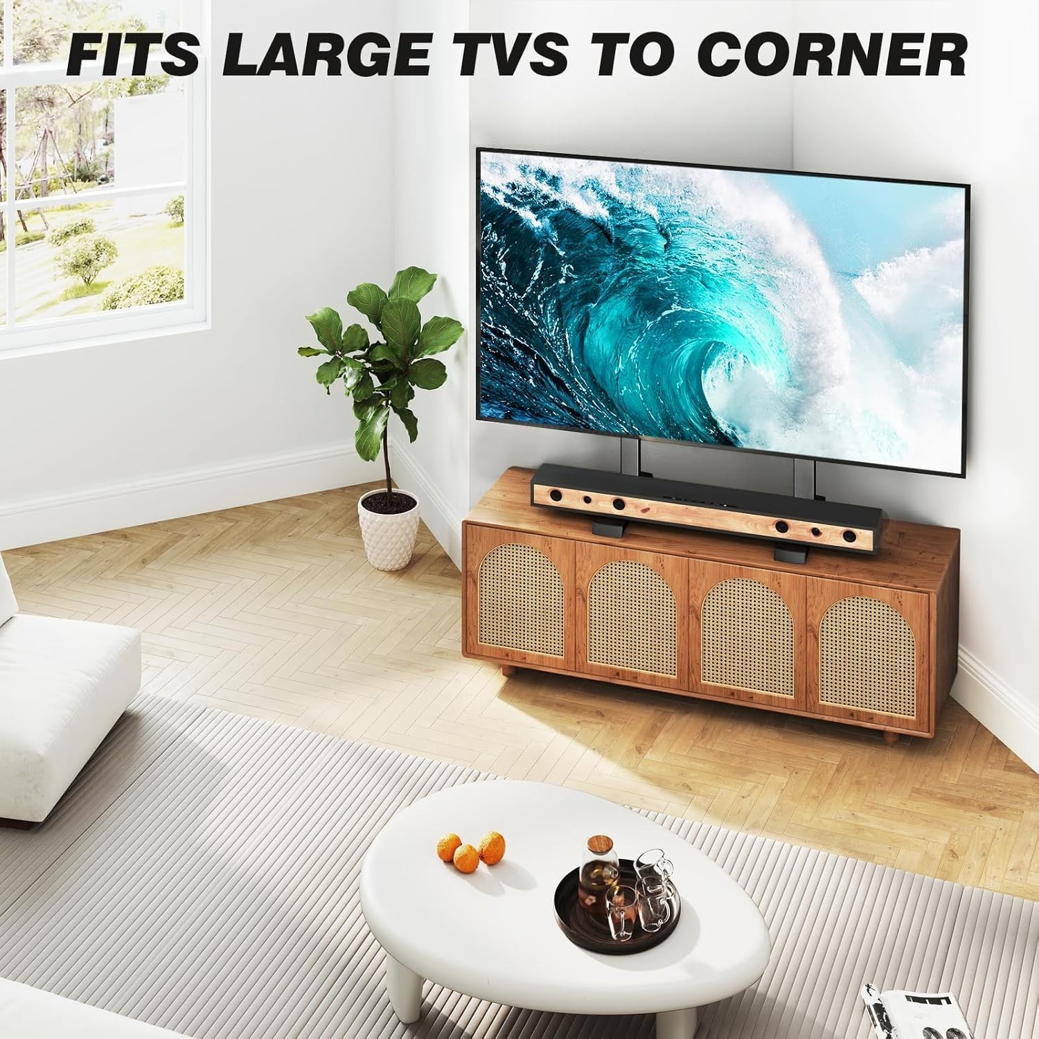 Large TV Stand for 37 86 Inch Flat Curved TVs Cable Management Height adjustable