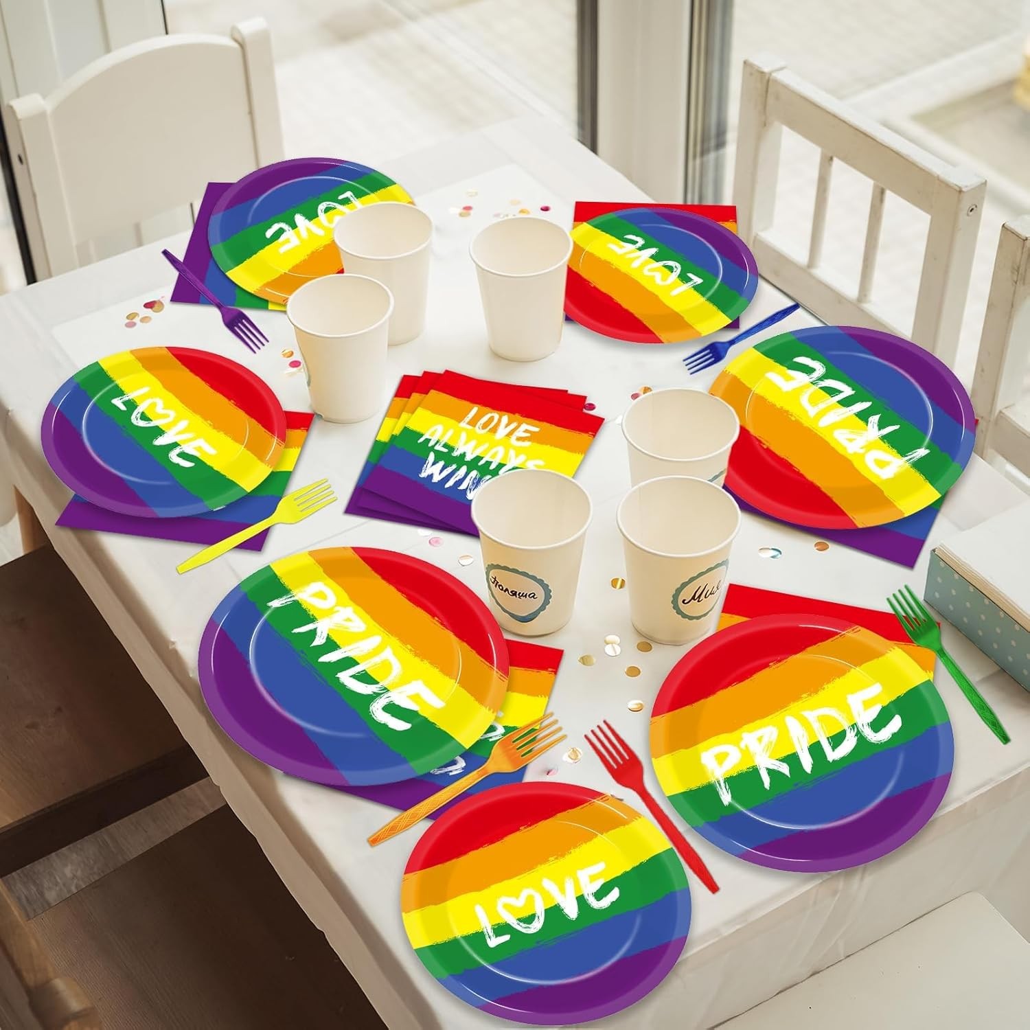 Disposable LGBT Dinnerware Set for 24 - Pride Themed Party Supplies
