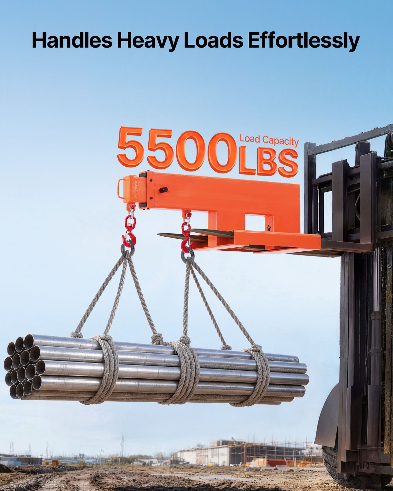 VEVOR Forklift Jib Boom Crane Adjustable Hoist Forklift Mobile Crane 5500 lbs