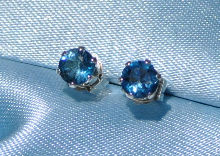 PETITE 3MM ROUND LONDON BLUE TOPAZ .925 STERLING SILVER STUDS