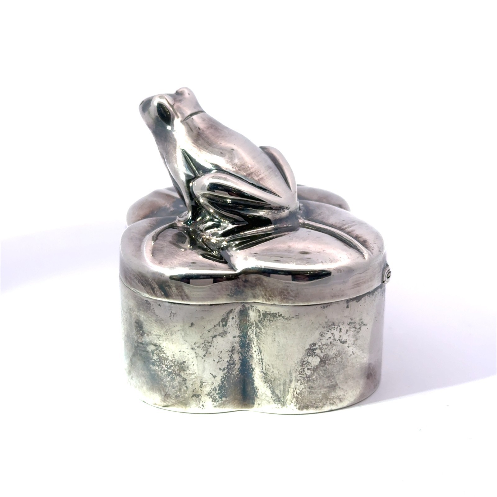 Tiffany & Co. Sterling Silver 925 Frog on Lily Pad Pill Box
