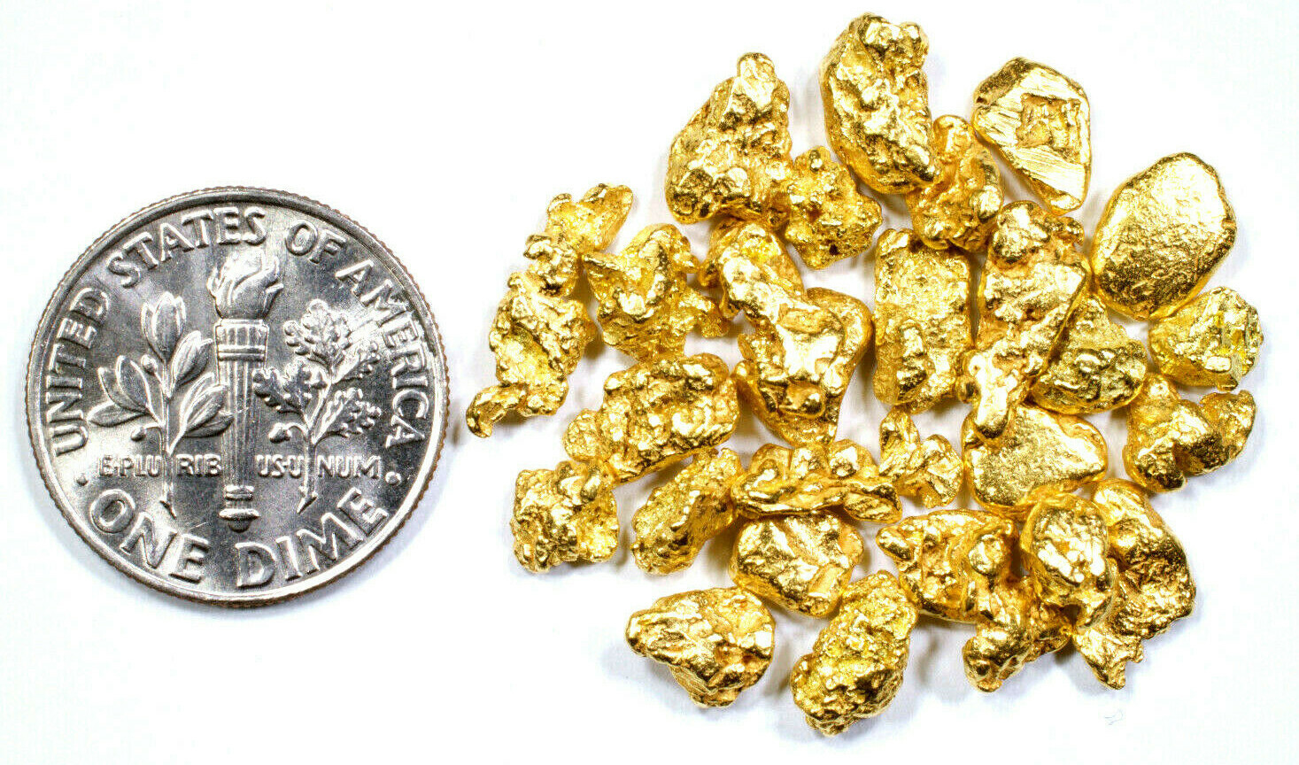 0.500 GRAMS ALASKAN YUKON BC NATURAL PURE GOLD NUGGETS #6 MESH (#G600)