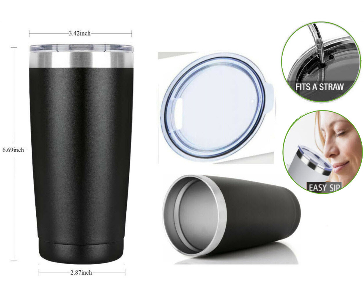 20oz Tumbler Stainless Steel Sip Lid Double Wall Vacuum Insulated Travel Bottle