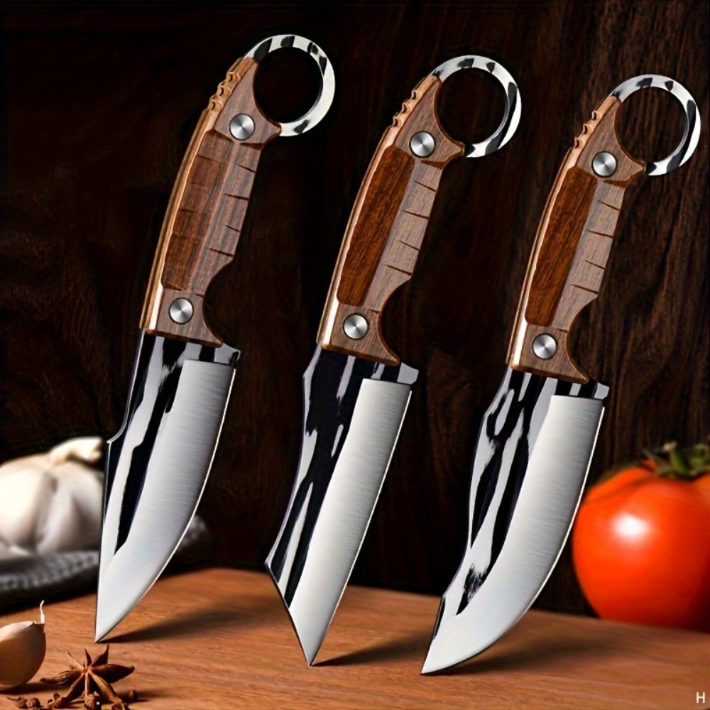 3pcs Kitchen Knives Set, Scissors Stainless Steel Ultra Knives for Home Travel